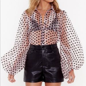 Polka Dot Print Organza Blouse